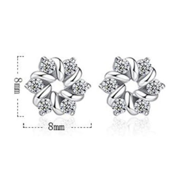 *NEW 925 Sterling Silver Diamond Flower Earrings 1 - Picture 9 of 9